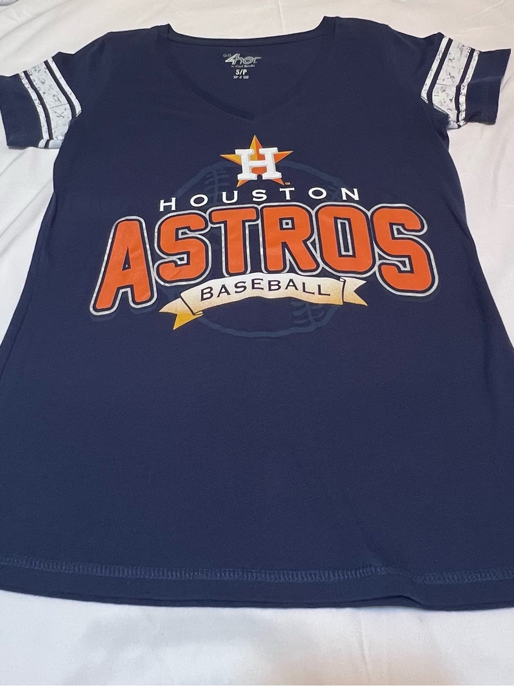 Navy Short-Sleeve Tee with Orange Logo